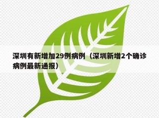 深圳有新增加29例病例（深圳新增2个确诊病例最新通报）